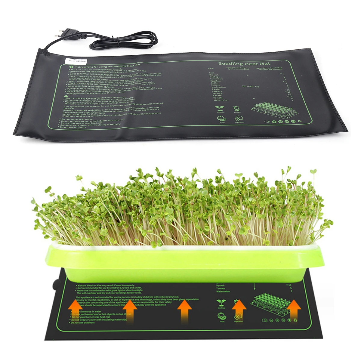 Power 20W European Standard Seedling Heat Mat Vegetable Flower Seed Germination Growth Heating Plant Potted Bonsai Keep Warm Pad