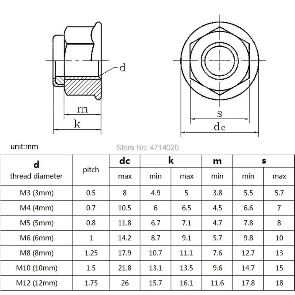 M3 M4 M5 M6 M8 M10 M12 Black Carbon 304 A2 Stainless Steel Hex Flange Nylon Insert Lock Nut Self-locking Nylock Locknut