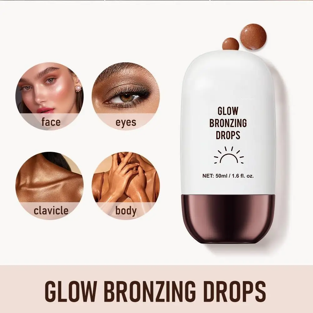 Natural Sun Kissed Bronzing Drops Bronzer Drops Light Coverage Hydrated Liquid Bronzing Drops Bronze Glow