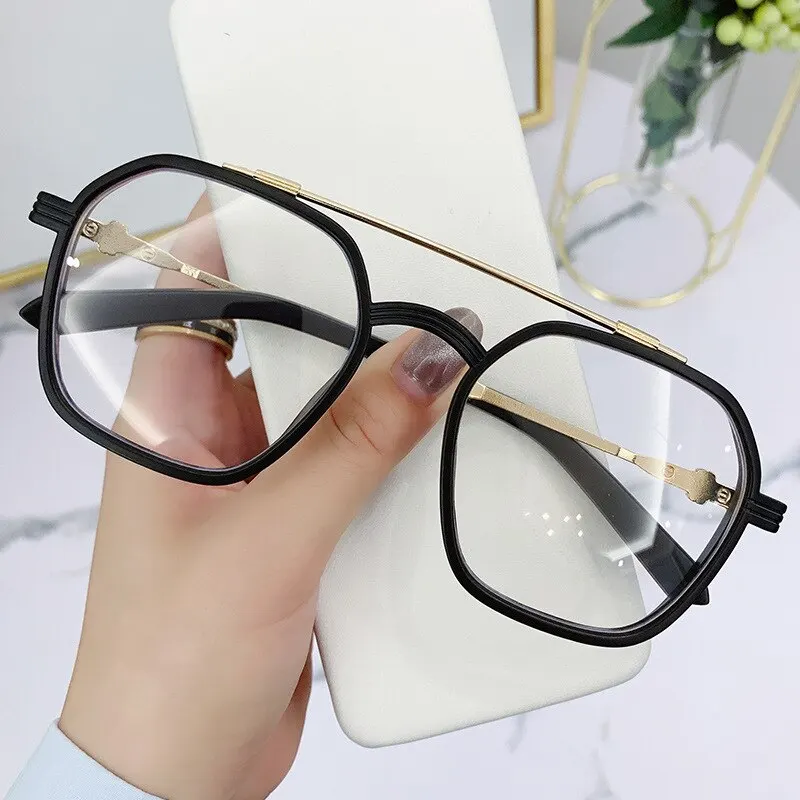 1PCs Blue Light Blocking Fashion Highend Glasses Men Optical Clear Glasses Black Square Frame Eyeglasses