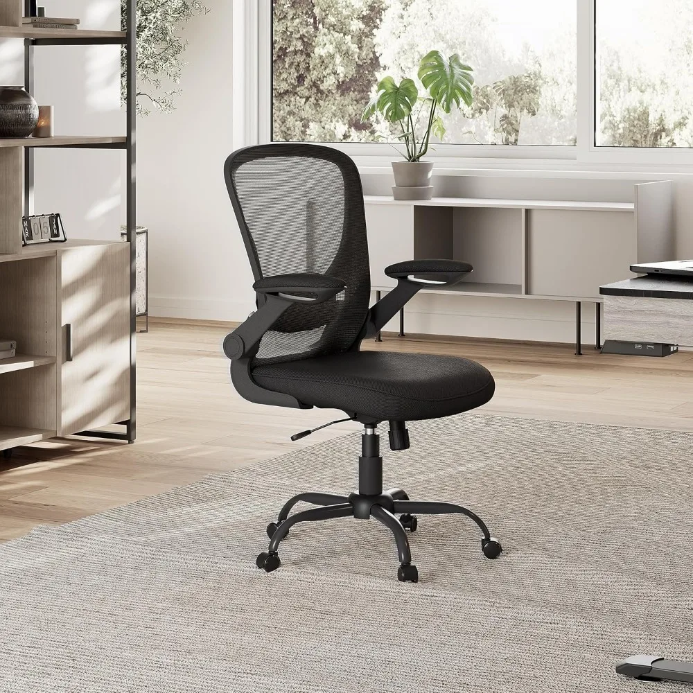 كرسي مكتب شبكي مريح من EUREKA، كرسي مكتب مريح مع دعم قطني قابل للتعديل، كرسي للمكتب - مساند للذراعين قابلة للطي، Brea