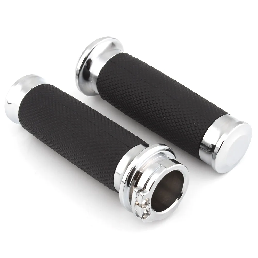 Motorcycles Universal Aluminum And Rubber Handlebars Hand Grips Fit For Harley Cruiser With 1Inch Handlebars Both Left And Right