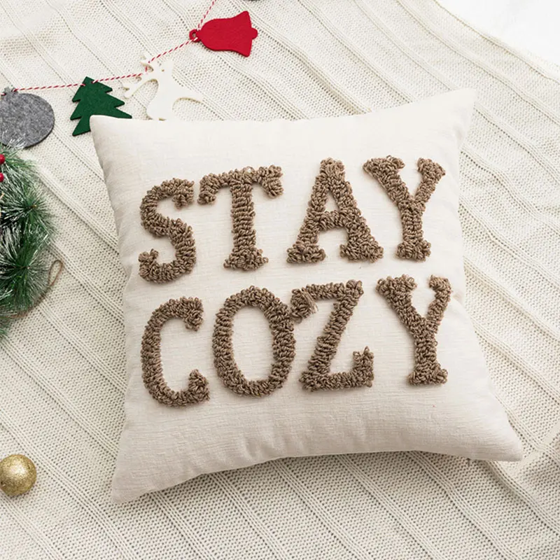 Ins Letter Loop Velvet Pillow Cover Sofa Decorative Pillowcase Nordic Style Creative Soft Cushion Cover Chenille Funda Cojin