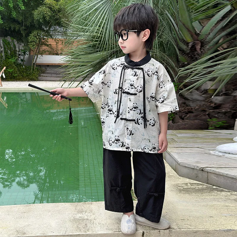 Baby Boy Clothes Suit Boys Set Summer Suit 2024 New Children Chinese Improved Tang Suit Boys Daily Chinese Style 2-piece Set