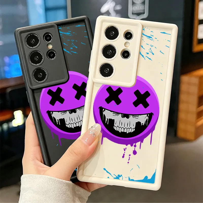 Edgy Skull Mouth Smiley Silicone Phone Case For Samsung Galaxy S26 Ultra S26 Edge S25 FE S24 S23 S22 ULTRA S21 PLUS S20FE