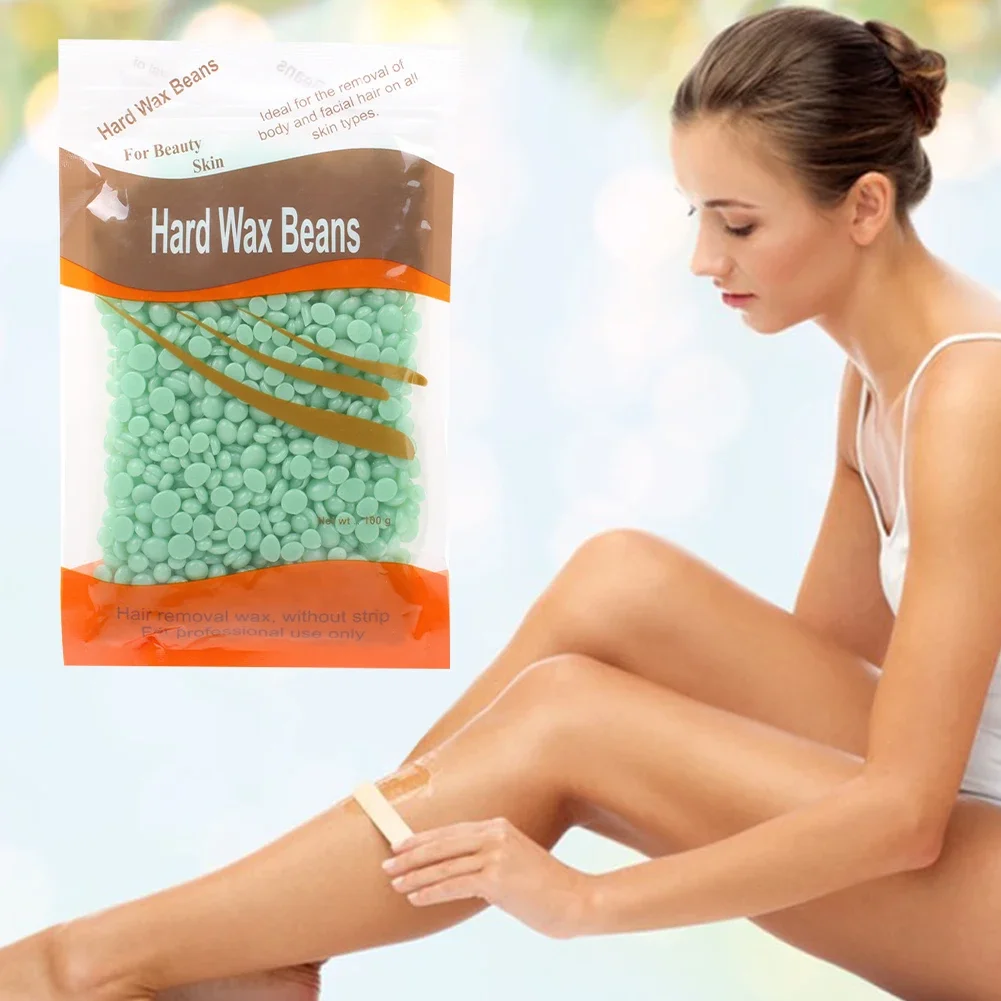 제모 하드 왁스 콩, 스트립 없는 왁싱 콩, 천연 성분 포함, 모든 신체 및 비키니 부위용 하드 바디 왁스 콩, 100g