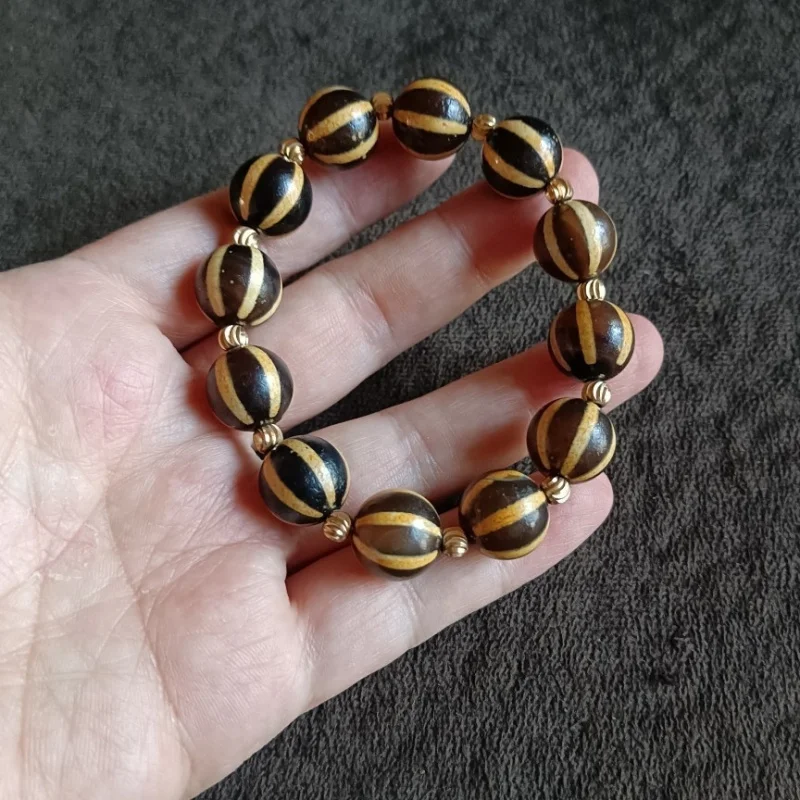 Tibetan vintage agate dzi beads bracelet with watermelon beads agate Buddha beads