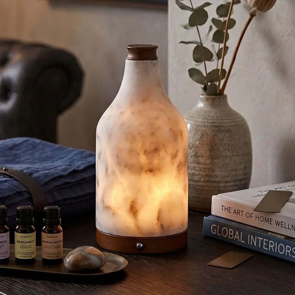 Spanish Marble Rechargeable Small Desk Lamp, Creative Atmosphere in Living Room and Bedroom, Touch Sensitive Light