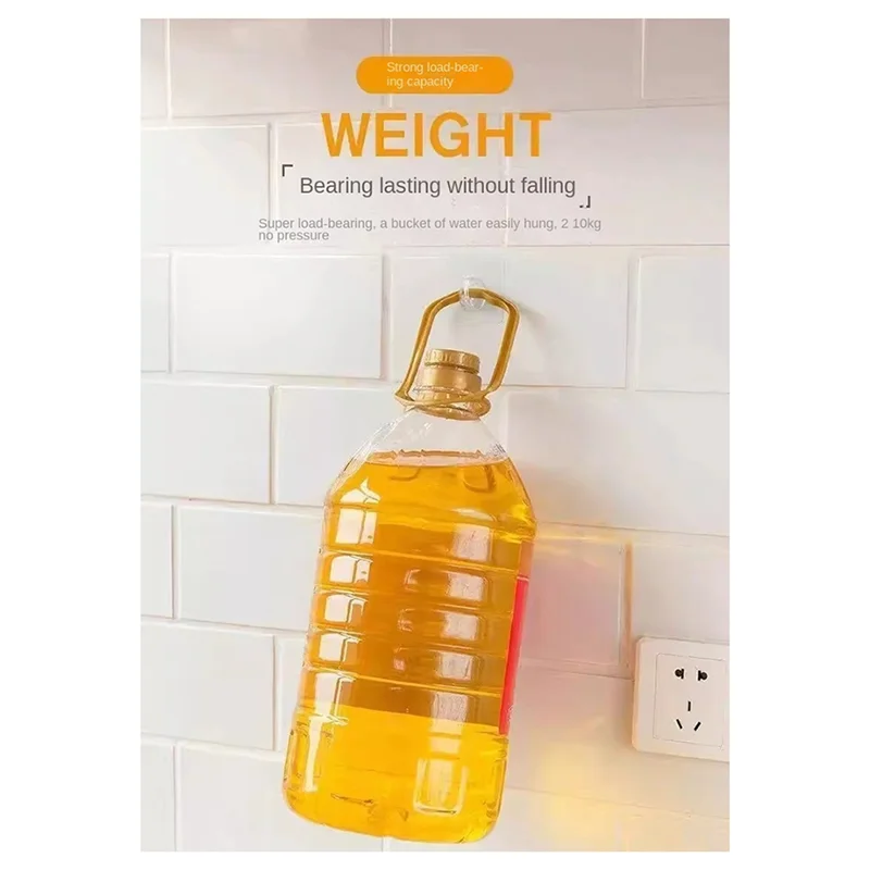

A04G-No Nail Strong Traceless Transparent Horn Hook No Punch Bathroom Kitchen Clothes Hanging Viscose Hook