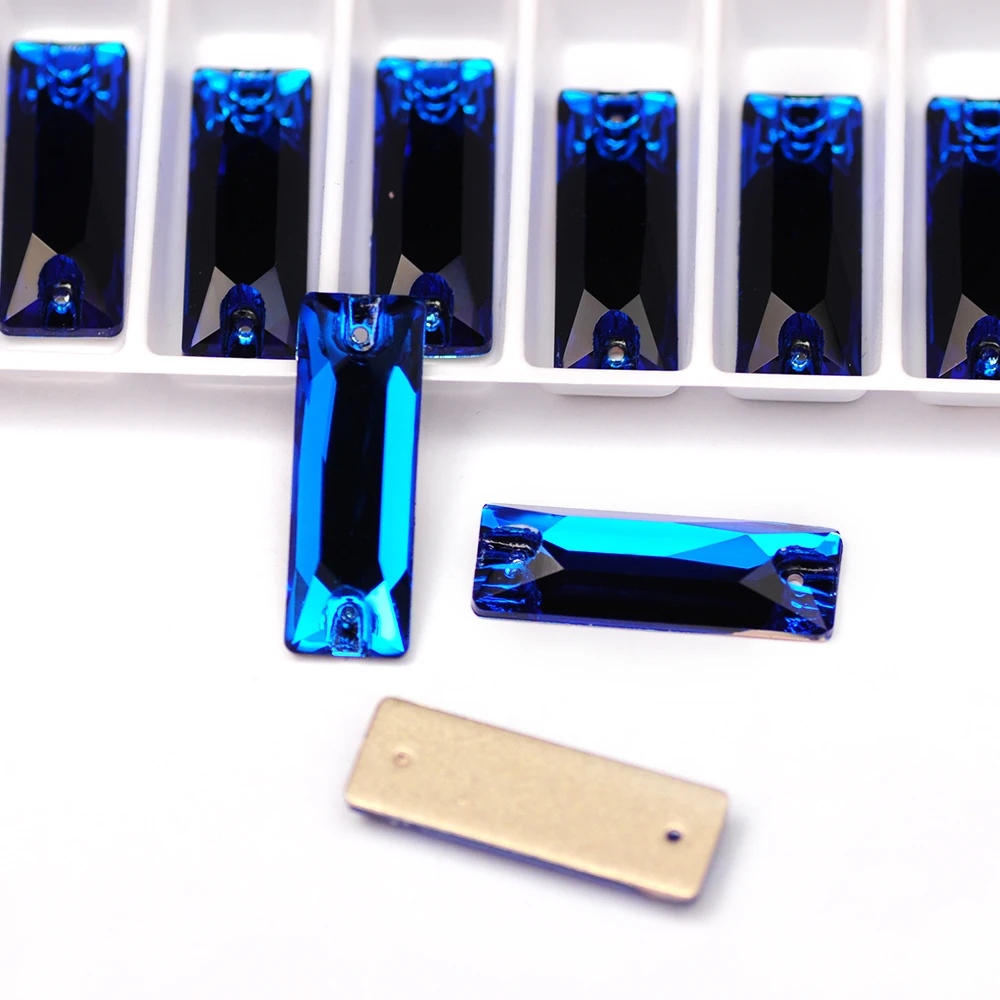 Baguette Luxus Kristall 6A Glas Strasssteine zum Nähen, Rechteckige Mischfarben, Flache Rückseite Strass zum Aufnähen auf Kleidung – Detail 10