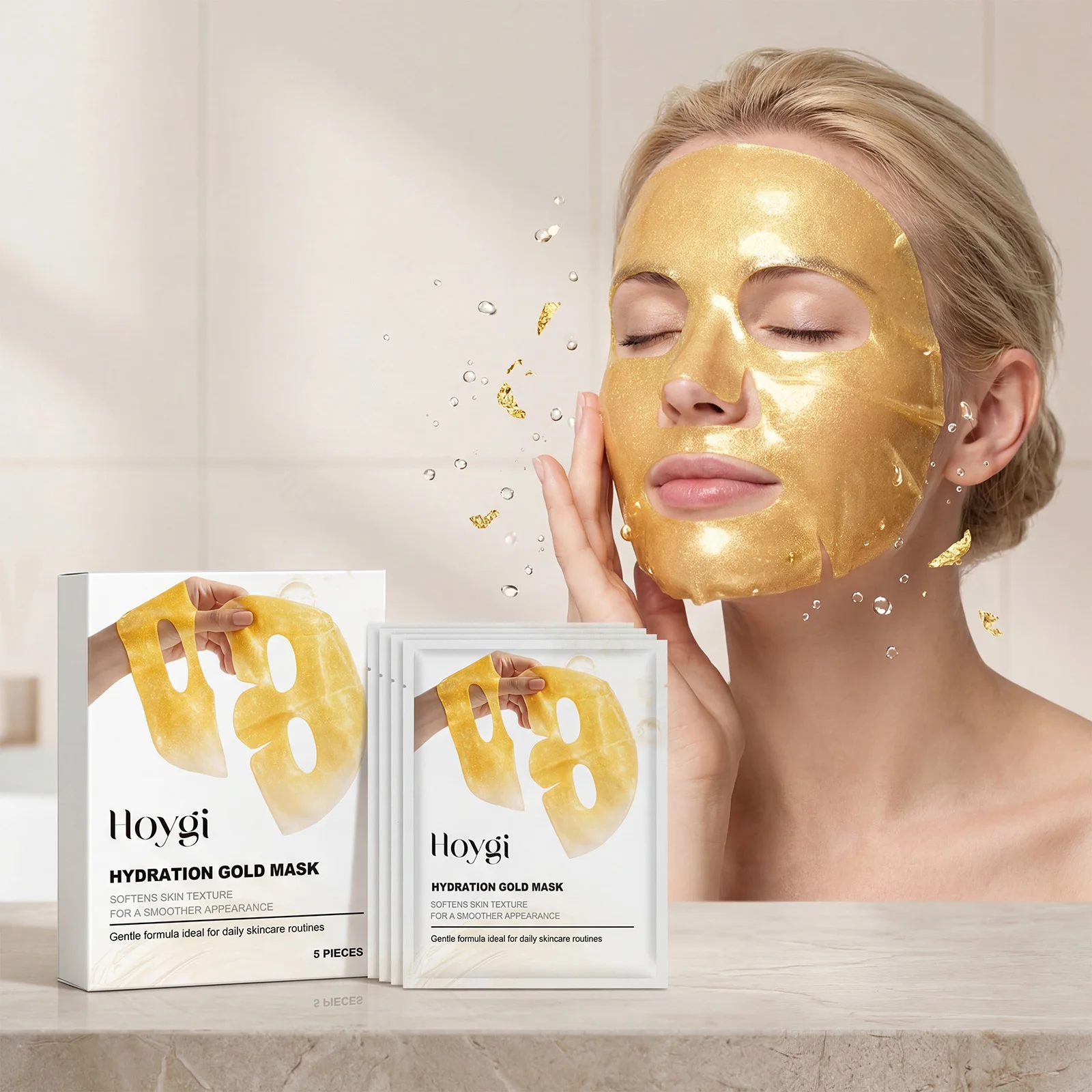 Luxury Skincare Treatments - มาส์กหน้าทองคำ 24K ไนอาซินาไมด์ ไฮโดรไลซ์ คอลลาเจน ช่วยยกกระชับผิวหน้าให้กระจ่างใส