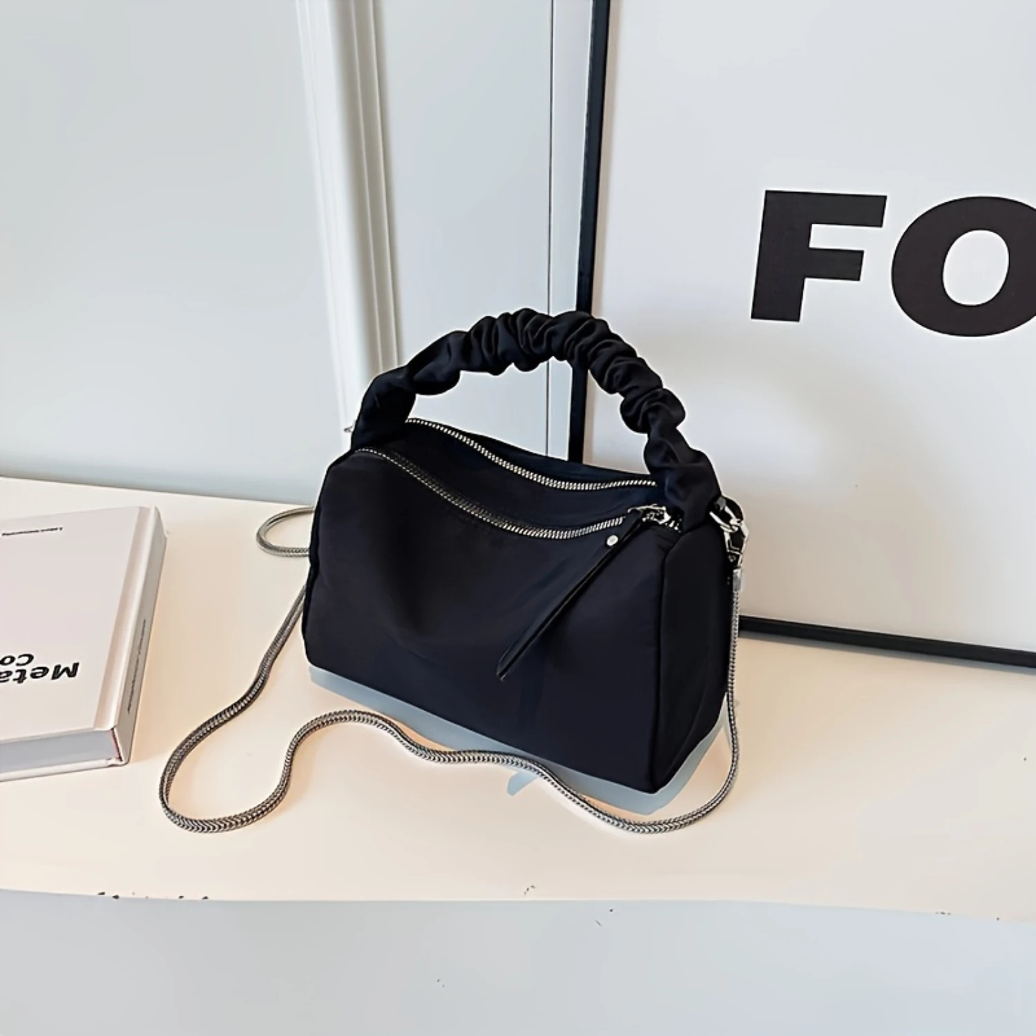 Cross Body Bag with Chain Strap, Shoulder Handbag with Ruched Handle for Women Strawberry crochet Pom pom maker Crocheting kit