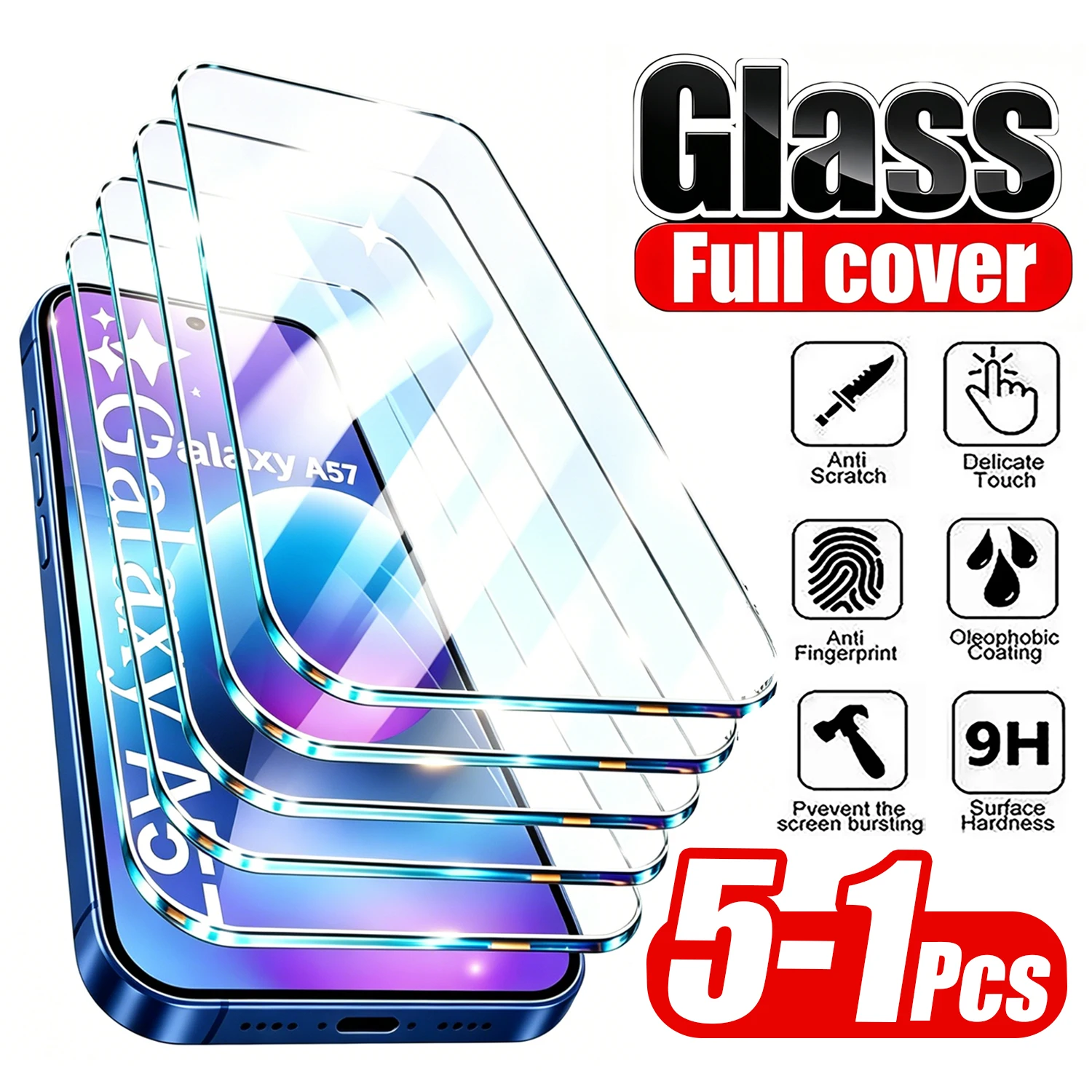 9H Screen Protector for Samsung A15 A16 A56 A36 A17 A14 A25 A24 A55 A53 A52 A57 A37 A34 A35 Tempered Glass Samsung Galaxy A07