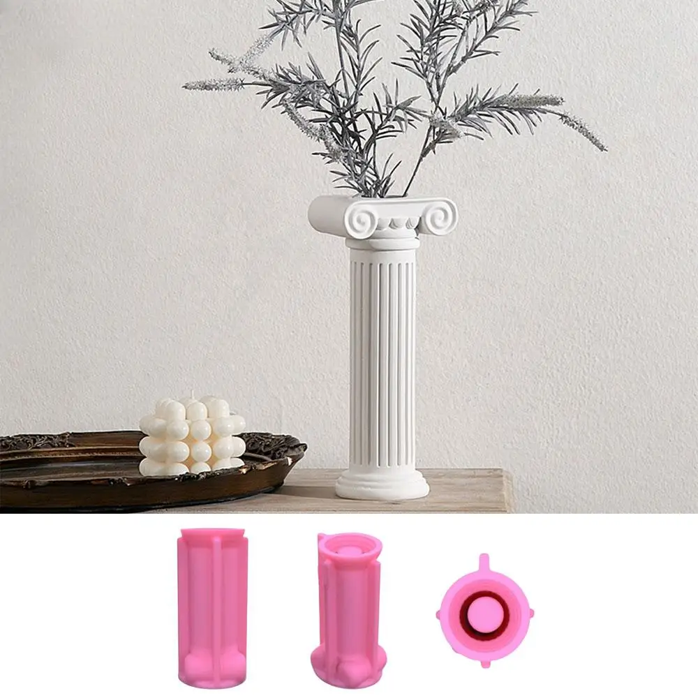 Classic Greek Roman Column Vase Silicone Mold Large Architectural Sculpture Gypsum Flower Pot Mold Home Garden Decoration