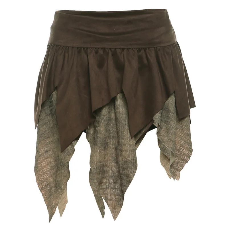 ملابس نسائية جديدة للخريف على الطراز الأوروبي الأمريكي بلون سادة تناسب أزياء الشارع تنورة غير منتظمة عالية الخصر للسيدات