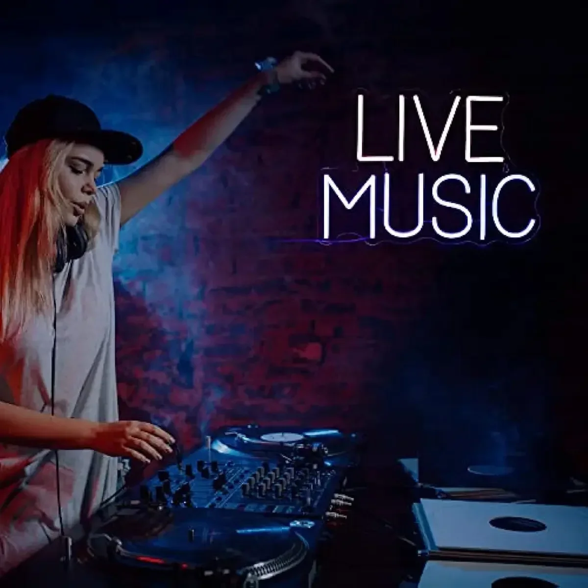 Live Music Neon Sign Dimmable Music LED Neon Light Sign for Bedroom Party Studio Live on Air Nightclub Wall Decoration Gifts