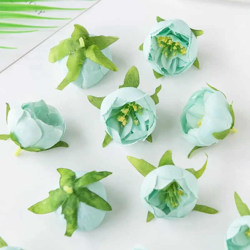 100 Stück künstliche Blumen Tee Knospe Seide Rosen Köpfe für zu Hause Hochzeit Weihnachten Handwerk Kranz Blume Wand Party Dekoration Lieferungen – Detail 10