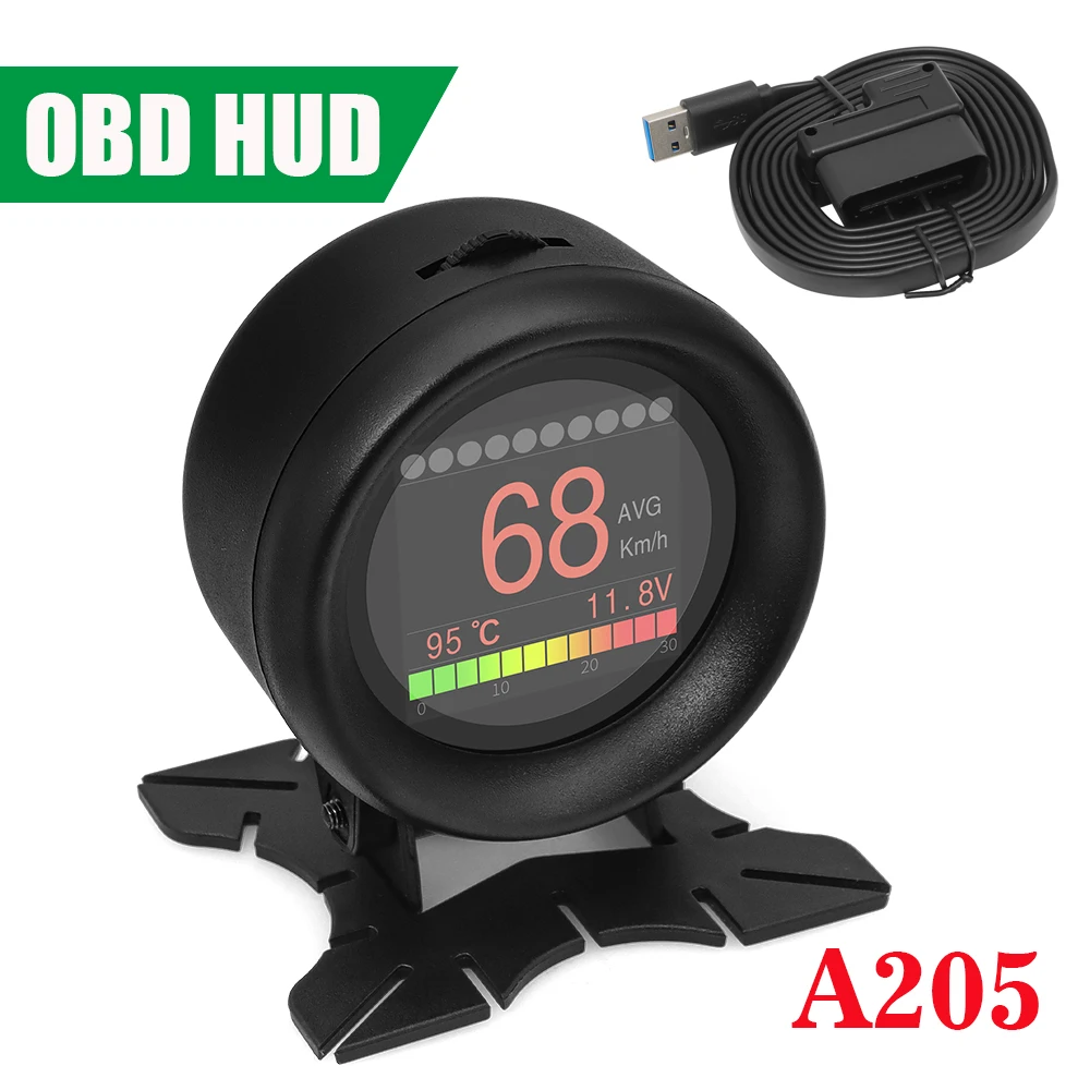 A205 Automobile On-board Computer Car Smart Obd2 Head Up Display Digital Speed Fuel Consumption Temp Gauge Multi-Function Meter