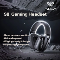 AULA S8 Bluetooth, wireless, and wired three-mode over-ear headphones. Lightweight gaming and e-sports headphones