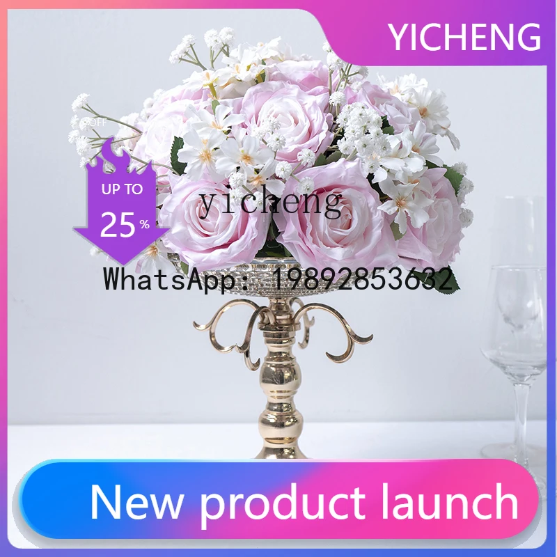 

X2 Wedding Decoration Tabletop Ornaments Vase Rose Gypsophila Artificial Fake Flowers Finished Floral Art