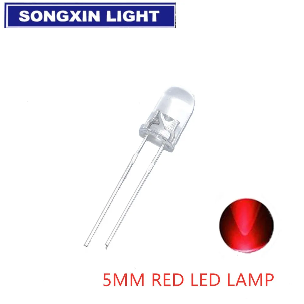 Nuovo 100 pz Trasparente Rotondo 5mm super luminoso acqua trasparente Verde Rosso bianco Giallo Blu Lampadine a LED diodo emettitore F5