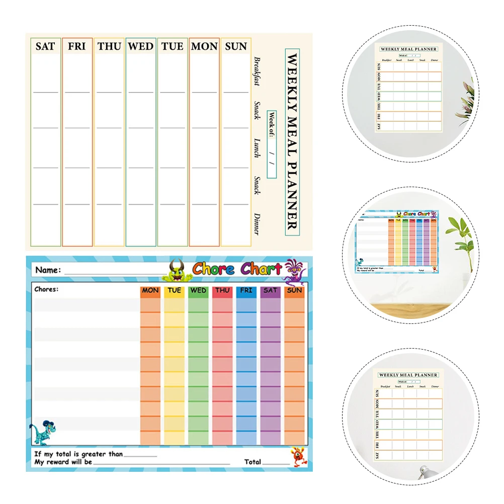 

2 Pcs Wallpaper Self-adhesive Whiteboard Stickers Pvc Kids Behavior Whiteboards