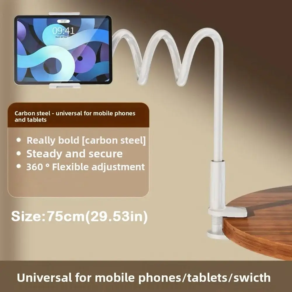 Robuster, tragbarer, um 360° drehbarer Lazy Phone Holder, spiralförmig, 75 cm, Nachttisch-Handyhalterung, Auslegerhalterung, Live-Streaming-Handyständer