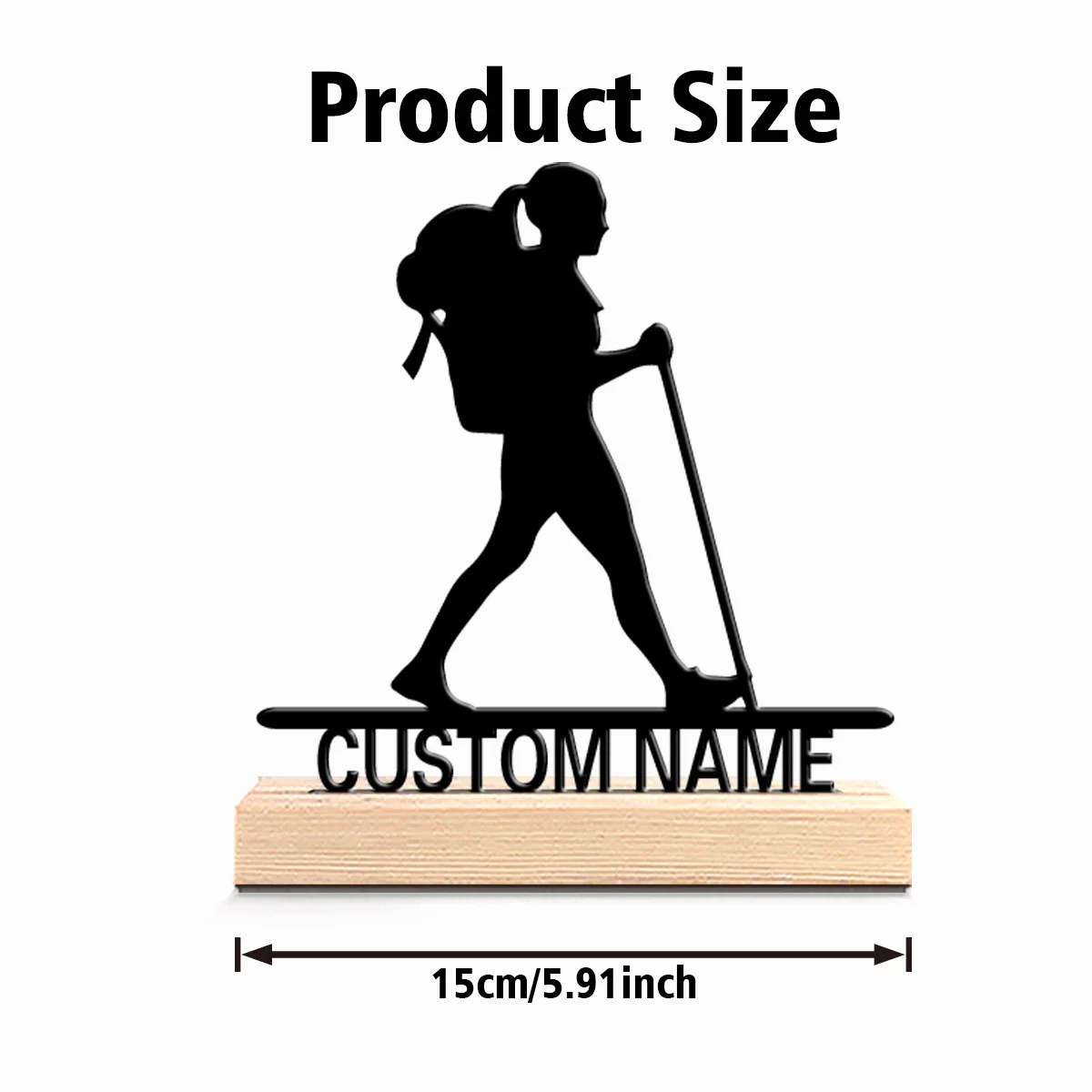 1pc Cute Personalized Custom Traveller Metal Statues Adventure Desk Sculpture with Wooden Base Perfect for Hikers Campers Nature