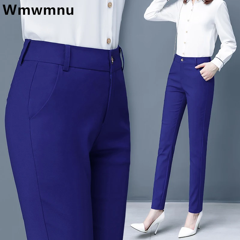 Pantaloni a matita elastici a vita alta skinny slim overiszed 75kg Pantaloni da donna alla caviglia Casual Primavera 2024 Pantalon formale da ufficio