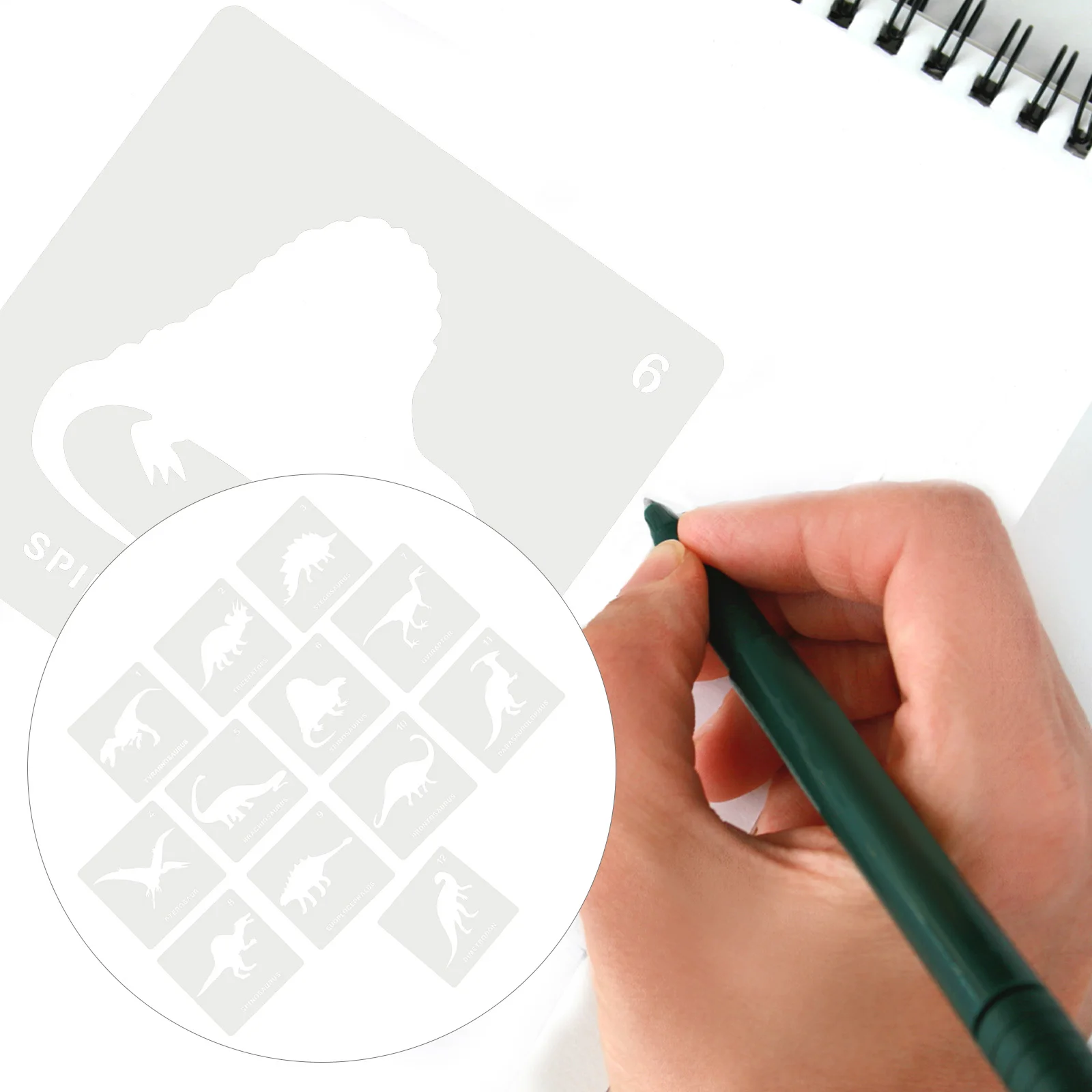 

12Pcs Dinosaur Drawing Stencils Reusable Hollow Painting Templates for DIY Creativity Development Tools Wall Painting