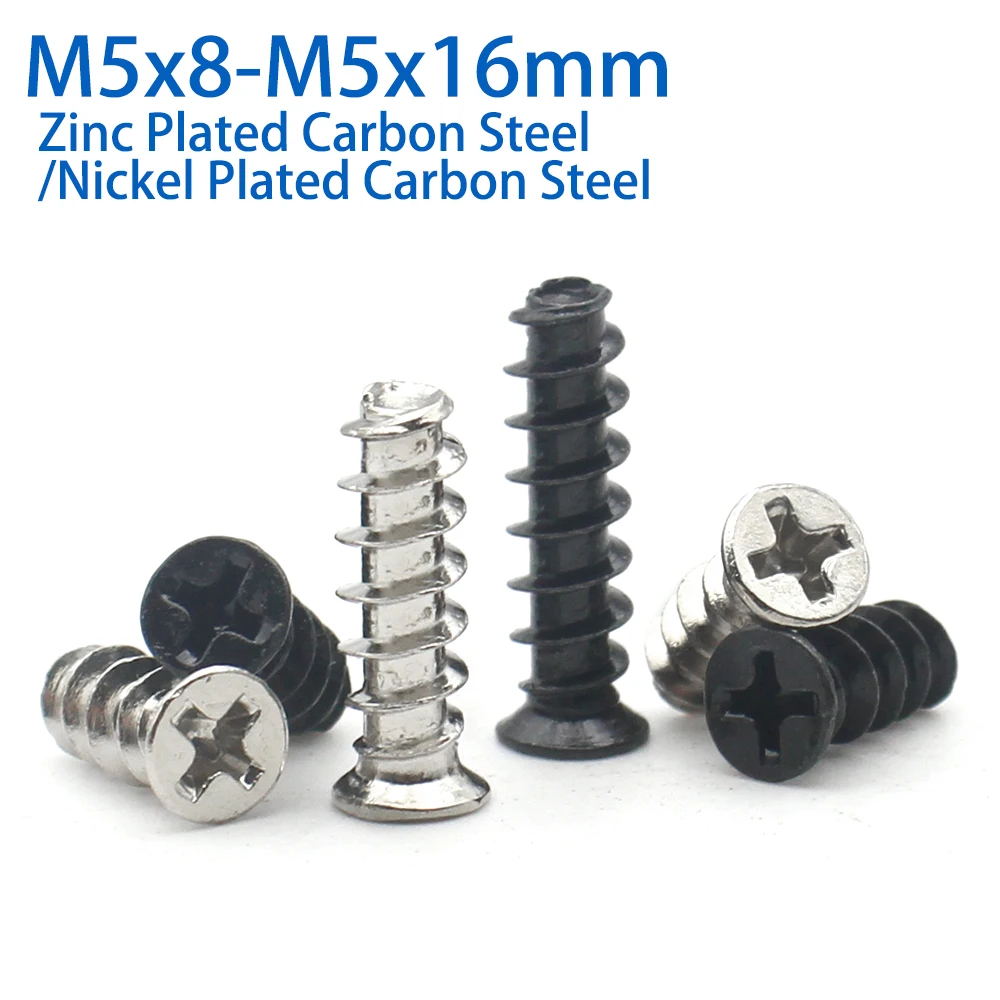 10/100 pieces per pack, small head fan mounting screws M5*8/10/12/14/16mm fasteners for PC case cooling fans