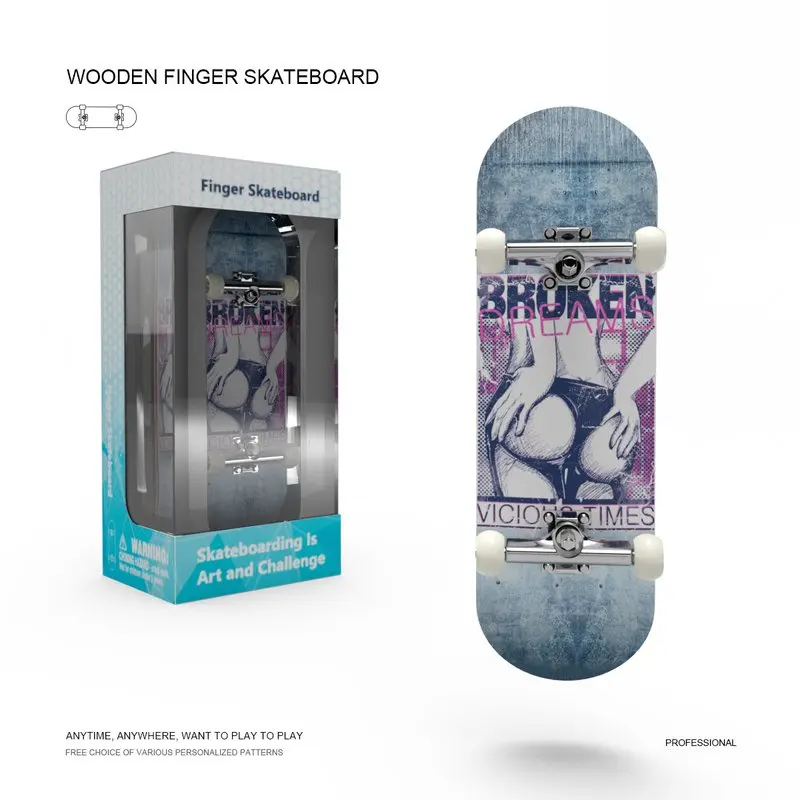 Skateboard da dito Set in legno Acero Professionale Mini Giocattolo per bambini Skateboard Hobby Novità Tastiera sensoriale antistress Regali divertenti