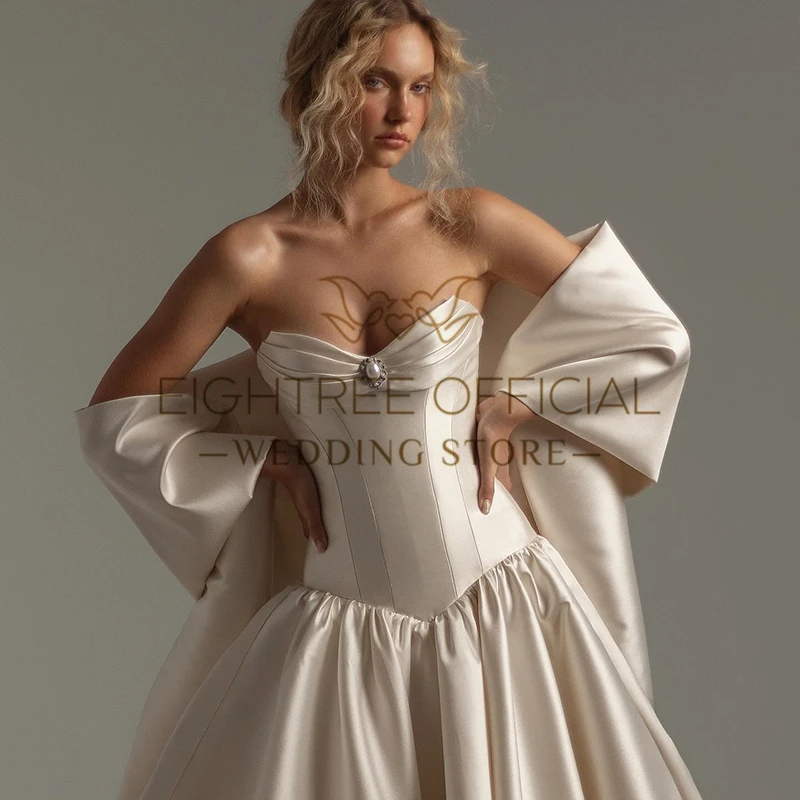 Eightree Elegante A-Linie Brautkleider Weiß Schatz Prinzessin Schal Brautkleid 2026 Langes Hochzeitsball-Abschlussballkleid Maßgeschneidert