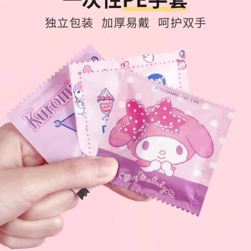 Sanrio Kuromi Cute Disposable Gloves 80pcs My Melody Food Grade Home Thickened Takeout Independent Packaging Wholesale