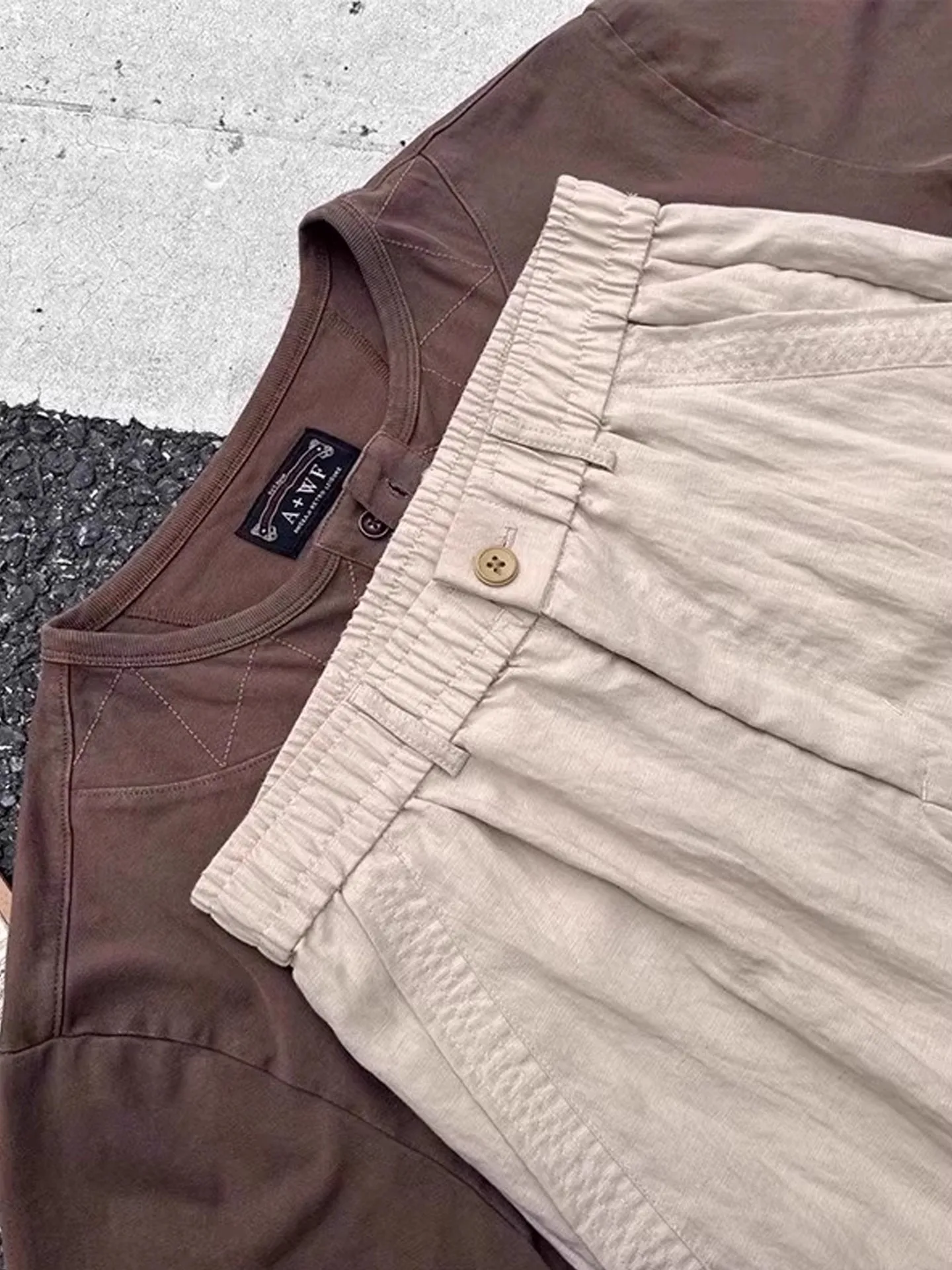 

Light Khaki Men's Linen Straight Leg Casual Pants Summer CleanFit Drapey Retro American Sle Loose Fit Breathable Comfortable