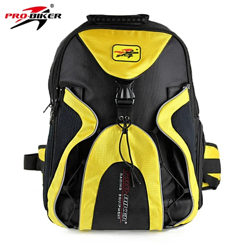 Pro-biker yellow motorcycle bicycle high-capacity helmet bag travel bags can hold computer phone with waterproof cover G-XZ-012