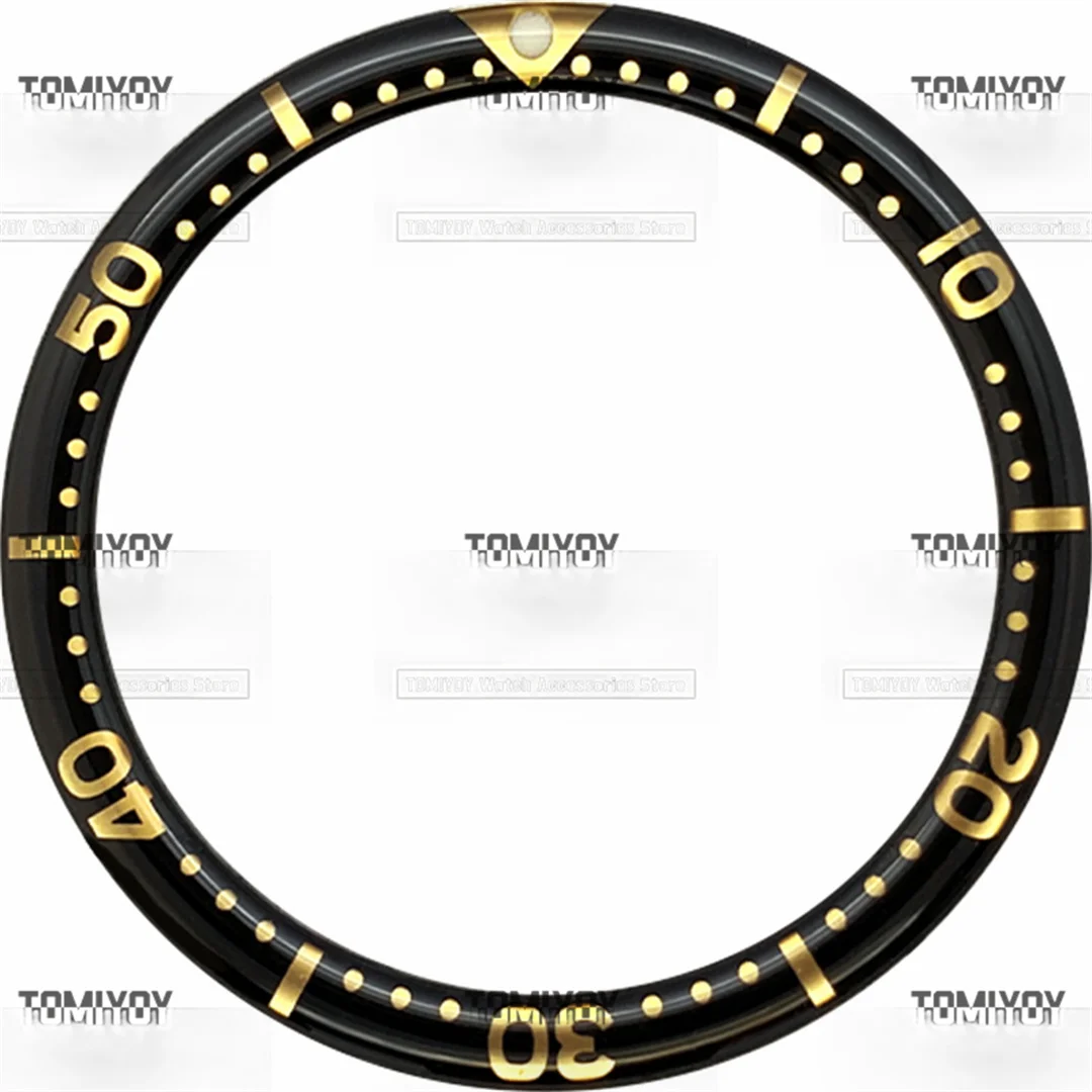 38มม. สีดำสีน้ำเงินเรซินสีแดงแบบแบนฝังเหมาะสำหรับ Sekio007 SKX009นาฬิกากลไกผู้ชาย