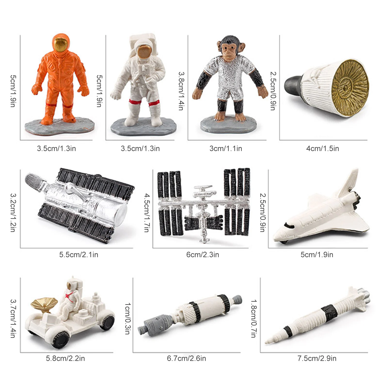 10pcs Miniature Astronaut Action Figures Model Set Lunar Probe Space Vehicle Desktop Decor Ornaments Toy Gifts For Boys And Girl