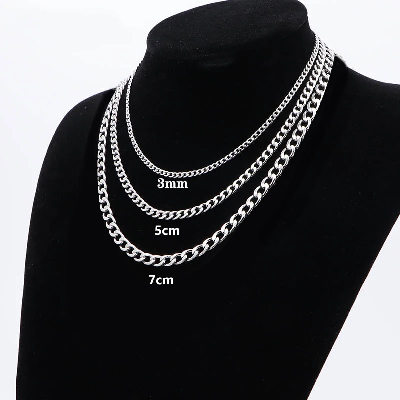 Collier en acier inoxydable pour homme et femme, noir, or, gourmette cubaine, lien NK JOSilver, document basique, punk, tour de cou masculin, bijoux, cadeau