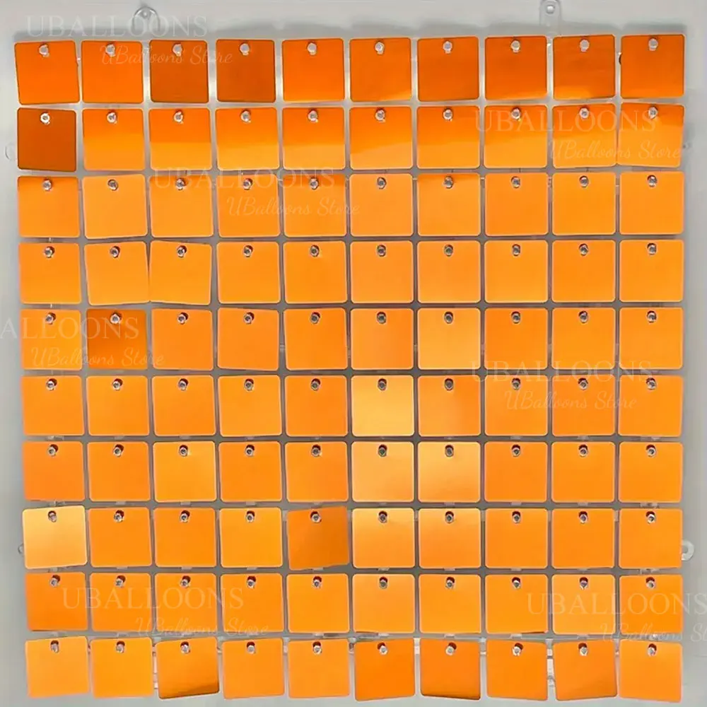 Bright Orange Shimmer Wall Backdrop Panels 12/18/24pcs Copper Orange Wall Sequin Panels for Birthday Halloween Baby Shower Decor
