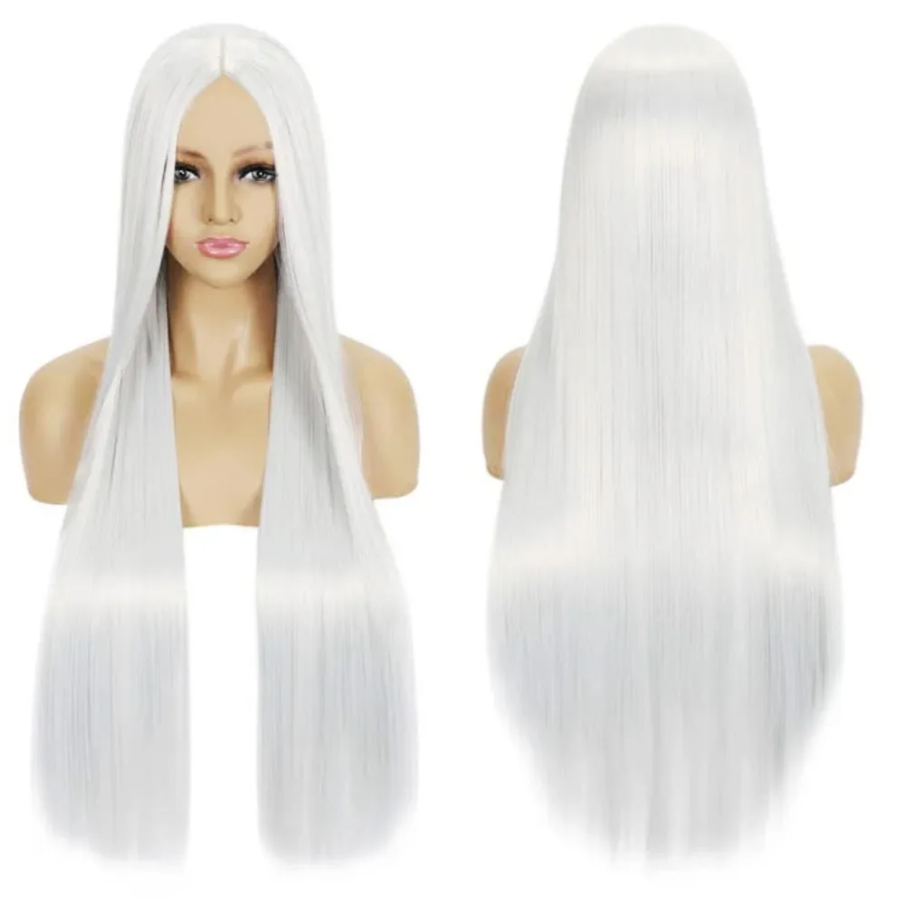 Synthetic Long Straight Wig 80cm Center Part Cosplay Costume Hair Heat Resistant Fiber Wigs Party Halloween Daily Use Anime Role image 6