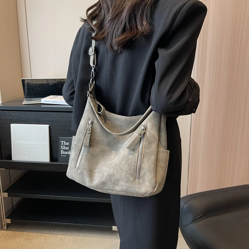 Designer Suede Leather Female Side Bags Retro Shoulder Bag for Women Handbag Casual Ladies Hand Bags Large Capacity Tote Bag Sac