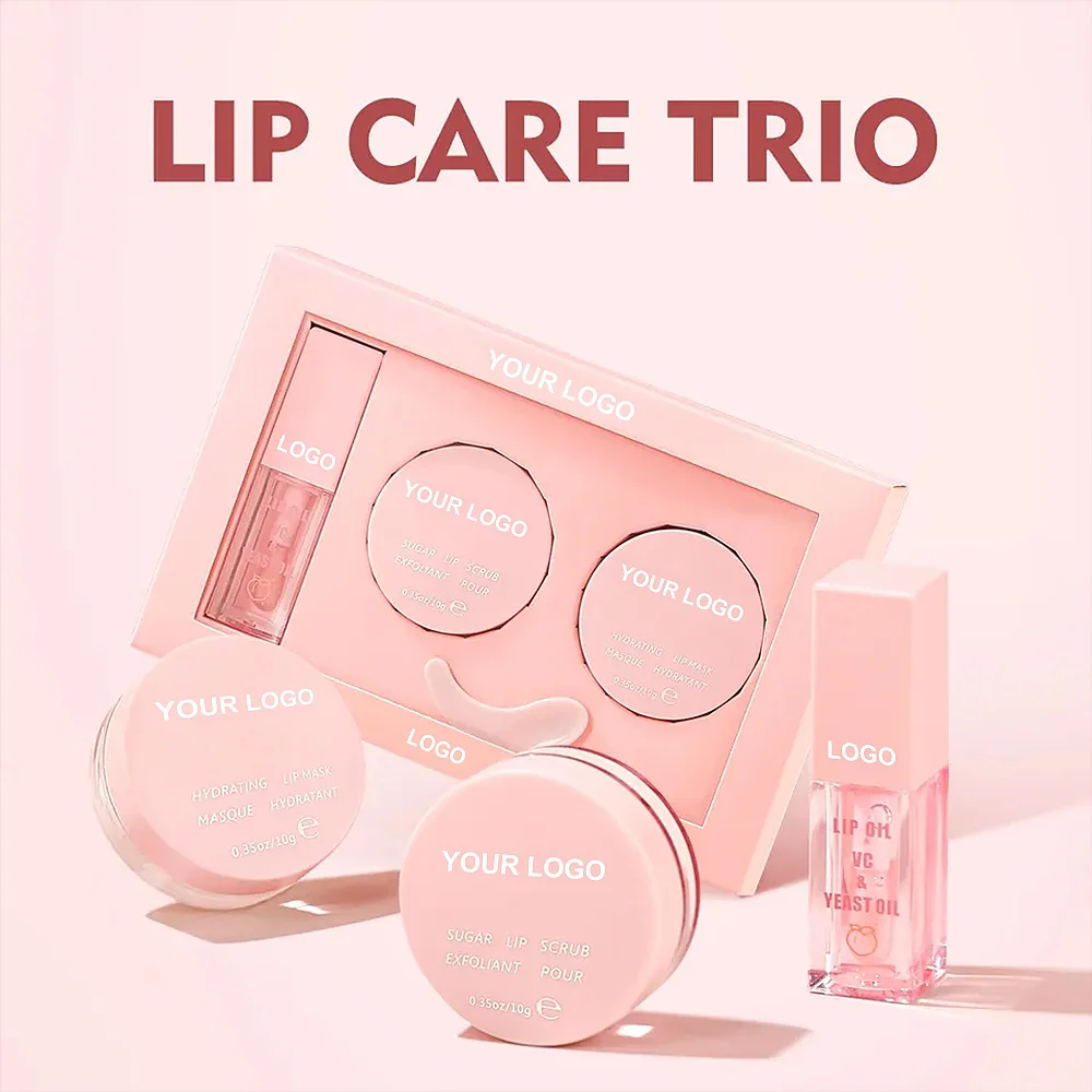 New 3pcs Moisturizing Lip Balm Sets Makeup Exfoliation Lip Scrub Anti-Cracking Lip Oil Lips Care Kit