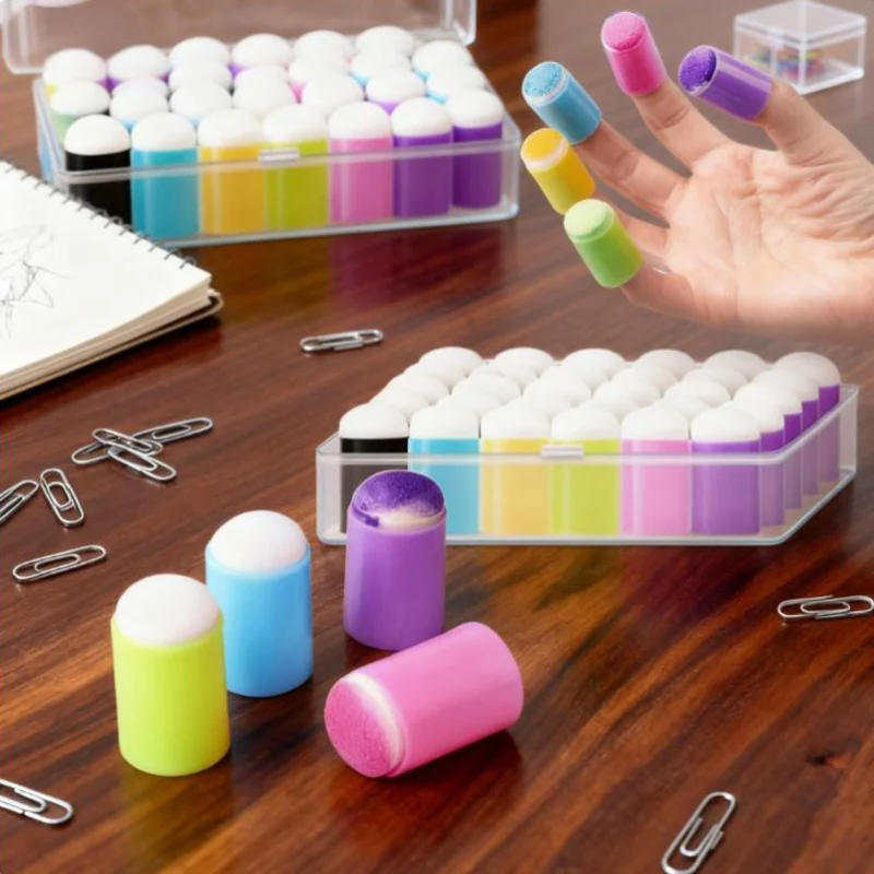 

25pcs Sponge Finger Covers for DIY Hand-painting Graffiti Coloring Book Easy to Clean Non-Dirty Hands Creative Smearing Seals