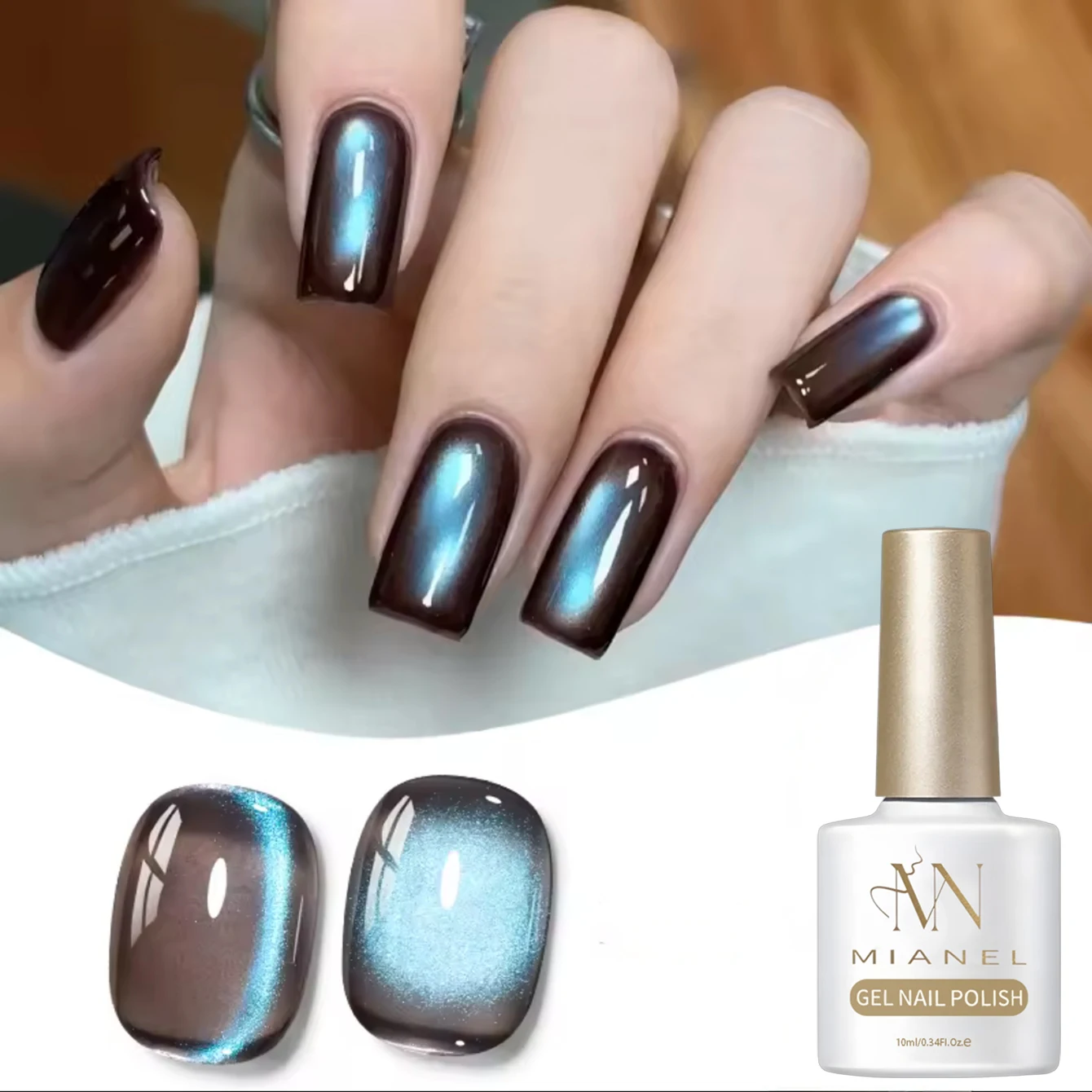 Esmalte em Gel Olho de Gato MIANEL 10ML Blue Planet 2026 Novo Brilho Radiante Clareador Caramelo com Contas de Vidro