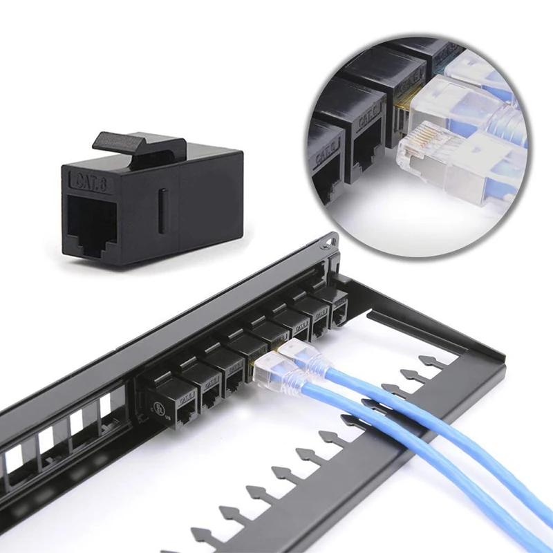 50 упаковок, черные разъемы CAT6 RJ45 Keystone Jack