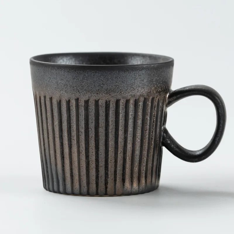 - Coffee Latte Household Mug Cross-Border Amazon Japanese Style Water Retro Coarse Pottery Ceramic Cup