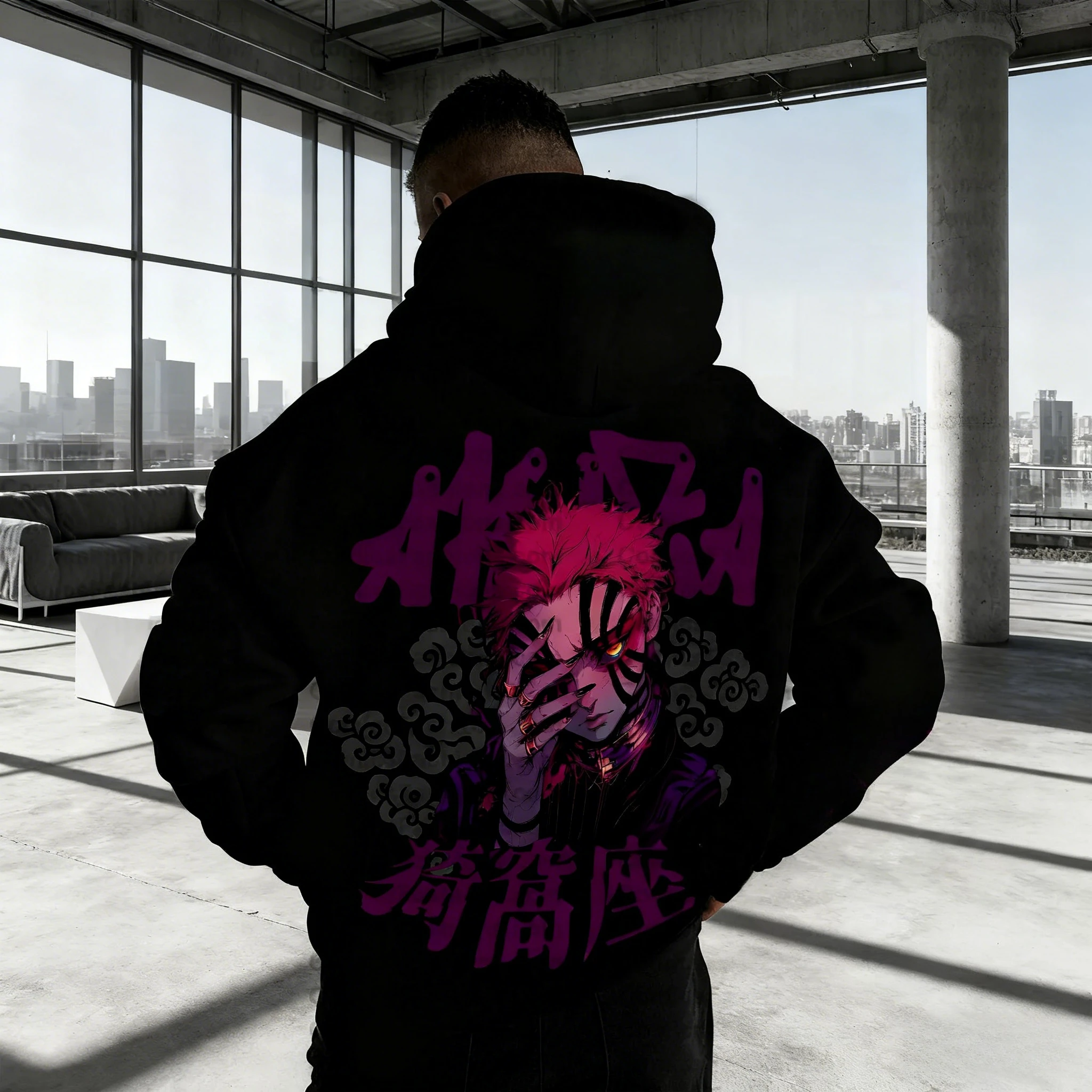 

New Demon Slayer Anime-themed Printed Hoodies for Autumn and Winter, Loose Pure Cotton Sweatshirts for Both Men and Women