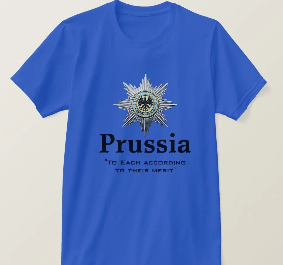 Pruisische motto Black Eagle Breast Star Medal Heren cadeau T-shirt. Zomer katoenen T-shirt met korte mouwen en O-hals Nieuw S-3XL