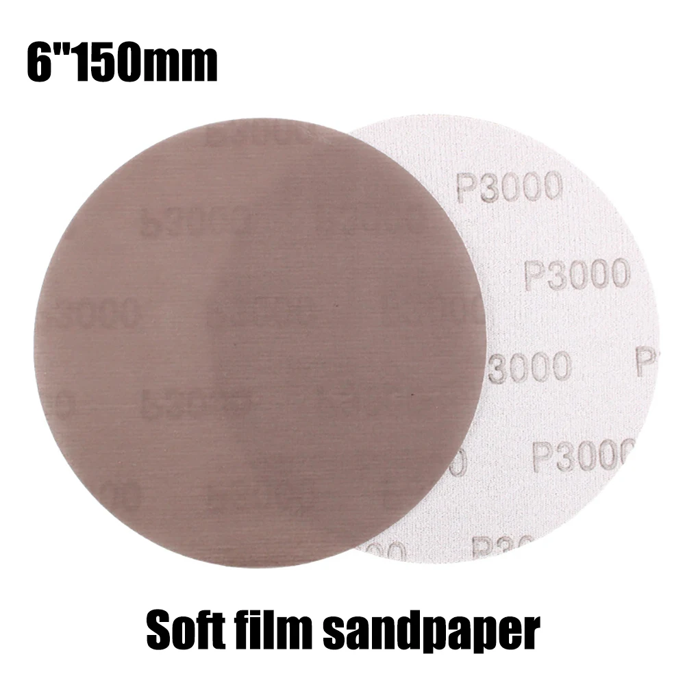 

6Inch Sanding Disc 1500-3000 Grits Hook and Loop 150mm Sandpaper TPU Film Aluminum Oxide Wet and Dry for Car Polishing Finishing